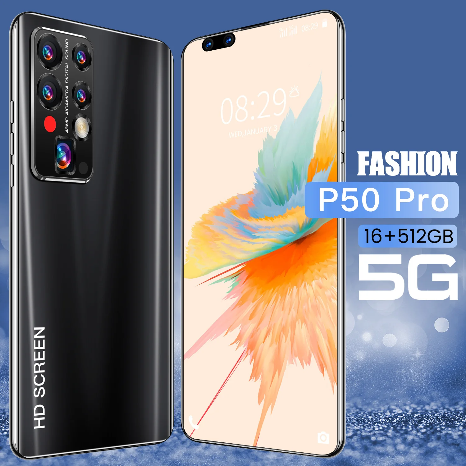 Tel&eacute;fono Inteligente P50 Pro versi&oacute;n Global, pantalla de 7,8 pulgadas, 16 + 512GB, c&aacute;mara de 40 + 48MP, resoluci&oacute;n de 1440x3200, red 5G LTE, MTK6889-3