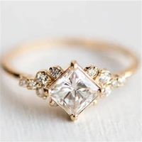 new style design cz square crystal ring 2021 fashion women gold plated aaa zircon ring charm women wedding anniversary jewelry