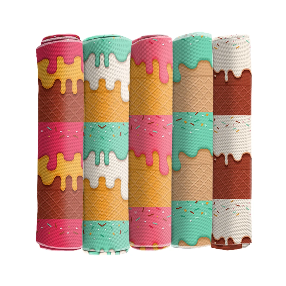 Хлопчатобумажная ткань с рисунком мороженого для самостоятельной сборки