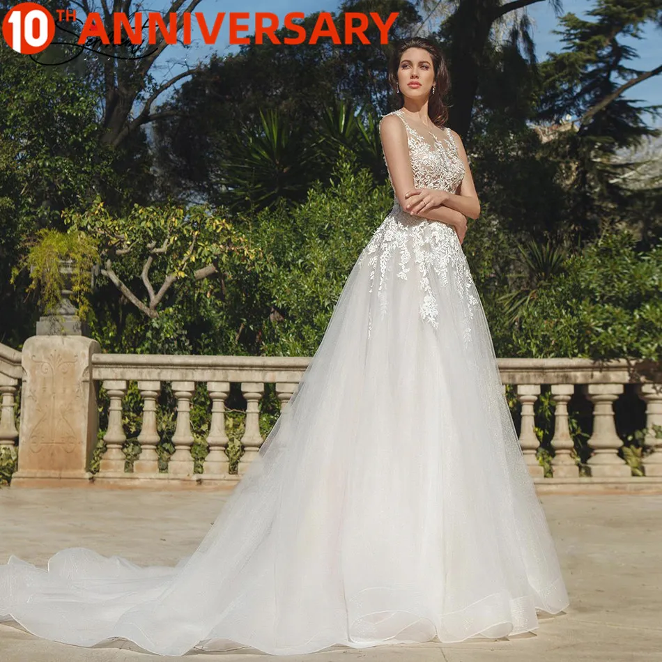 

BAZIIINGAAA роскошное свадебное платье с кружевным вырезом без рукавов с квадратным воротником, свадебное платье с поддержкой на заказ