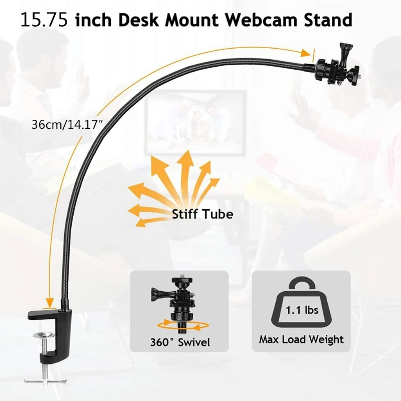 

Camera Bracket with Enhanced Desk Jaw Clamp Flexible Gooseneck Stand for Webcam Brio 4K C925e C922x C922 C930e C930 C920 C615