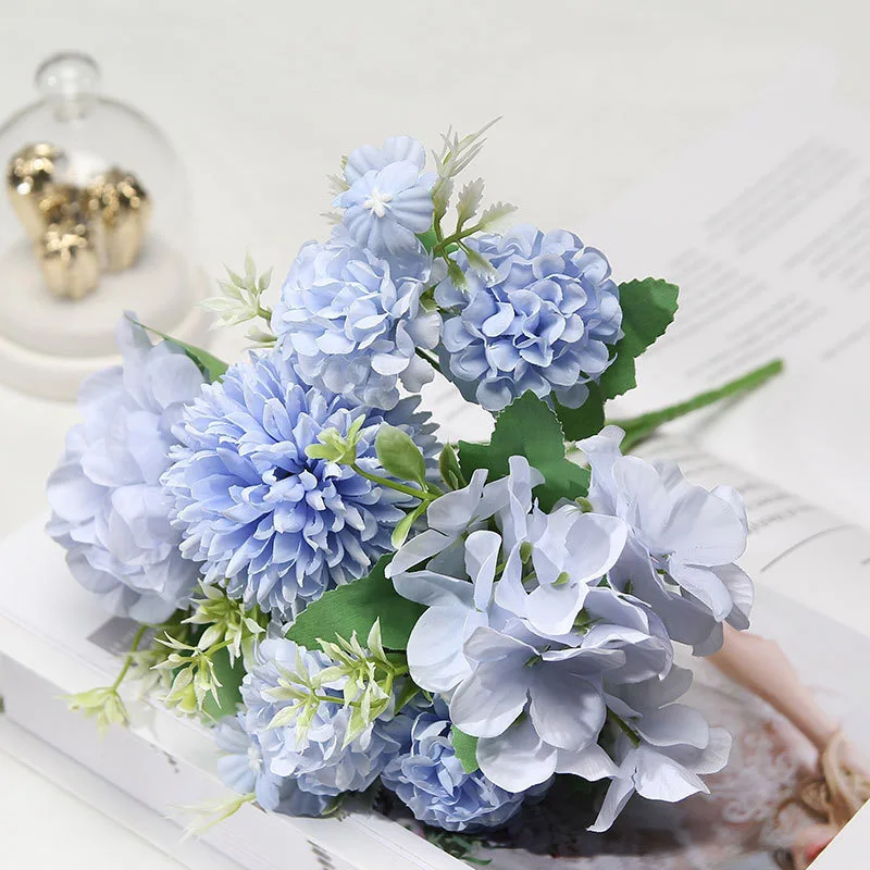 Розовая шелковая Гортензия искусственный цветок букет невесты пиона роза Белый