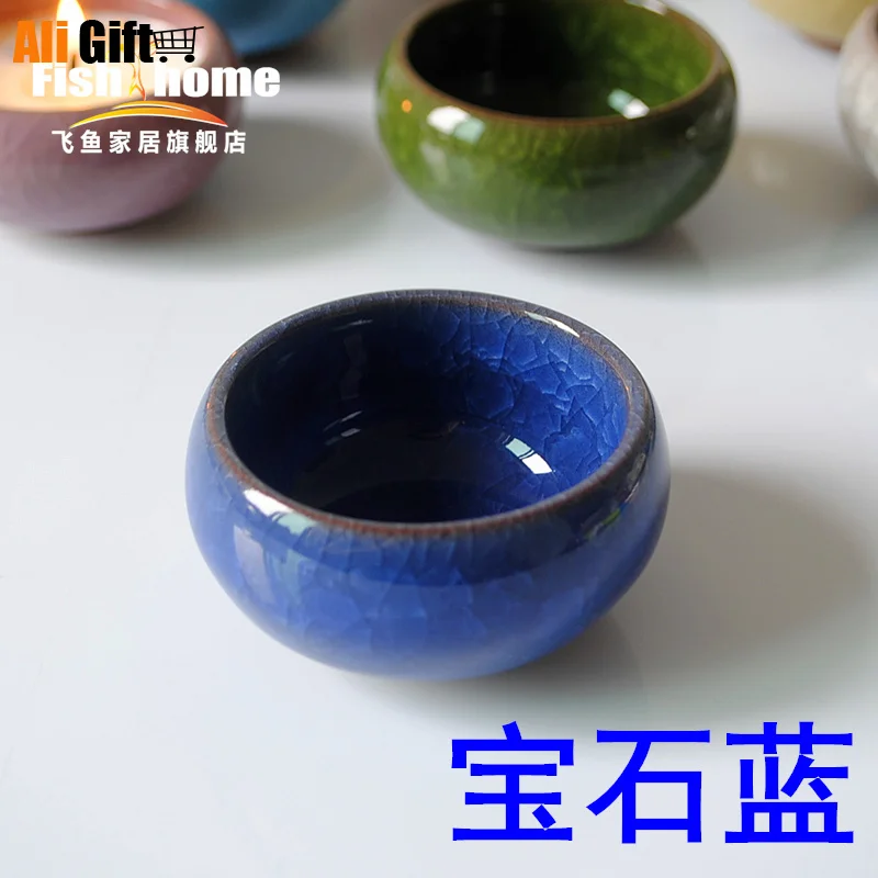 Цветной керамический подсвечник с ледяными трещинами подсвечники для