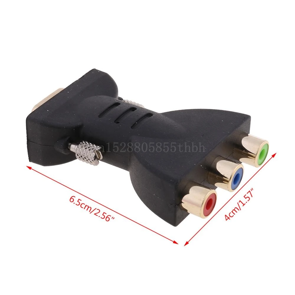 VGA к AV адаптер 3RCA разъем компонент преобразователя видео для DVD ТВ проектора