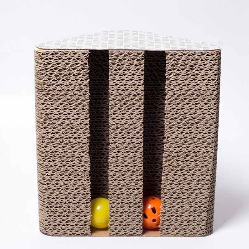 Кошечка в форме клина гофрированный картон натуральный Кот Когтеточка вырезы