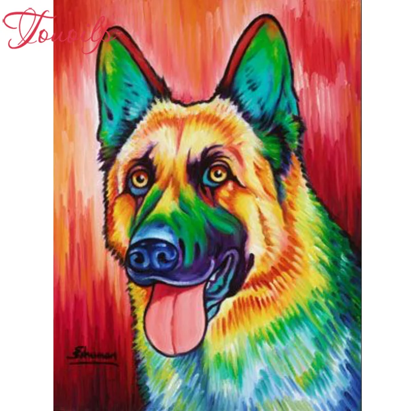 

TOUOILP Full Square&round 5D DIY Diamond embroidery color German Shepherd 5d Diamond Painting Cross Stitch Mosaic Decor