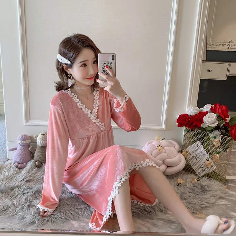 2019 осень-зима толстые пижамы теплые фланелевые ночные рубашки для женщин с