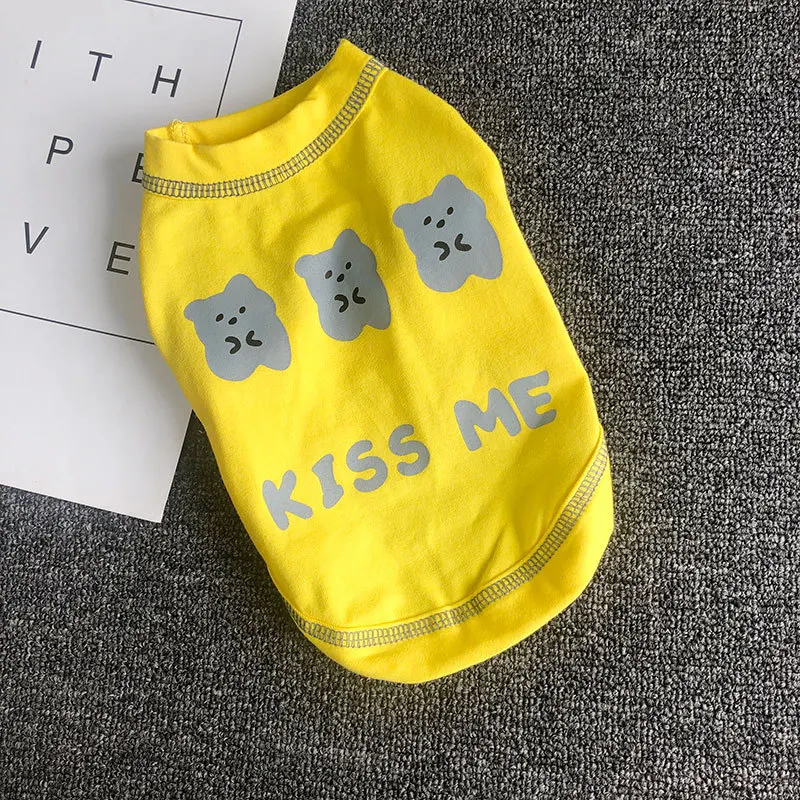 

2021 new Dog clothes Clothing for cats supplies small dogs chihuahua T-shirt french bulldog products PICK ME bear print vest and