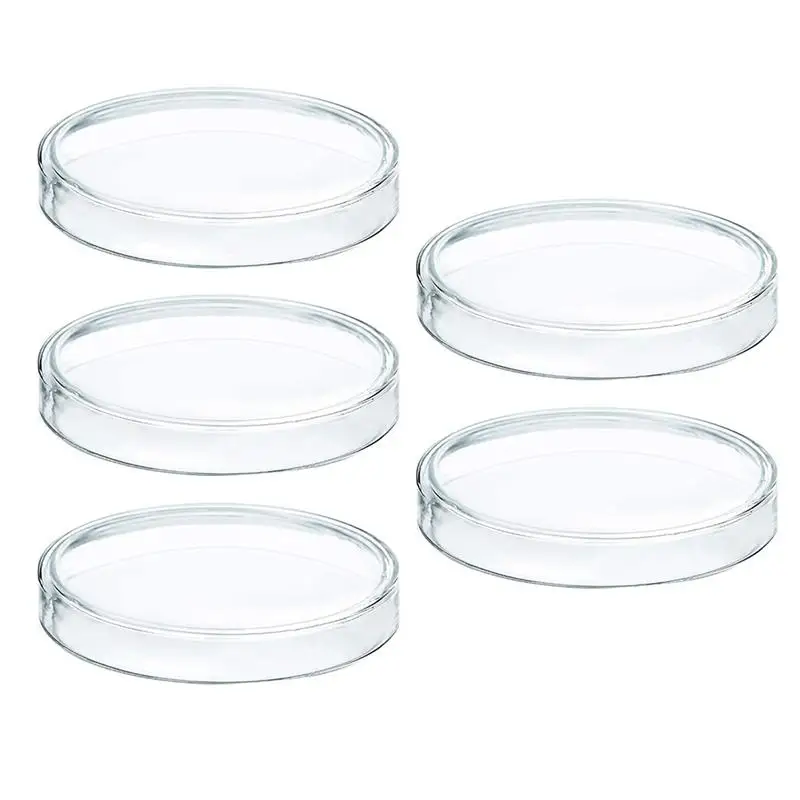 

5Pcs Glass Petri Dishes Cell Culture High Borosilicate Petri Dishes for School