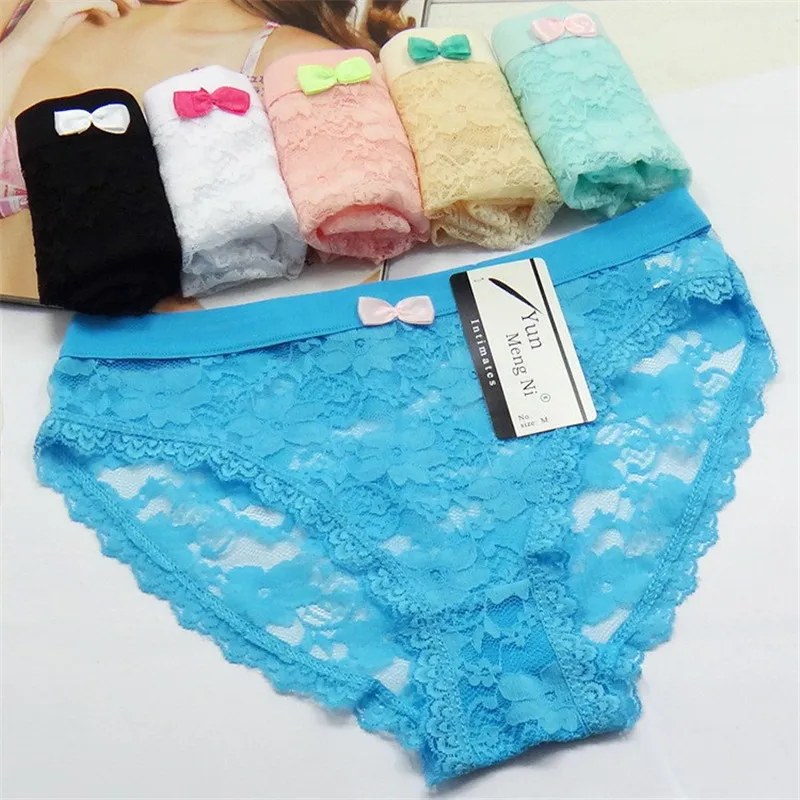 

Free Shipping 5pcs/lot Openwork Lace Transparent Ladies Underwear Sexy Briefs New Women's Cotton Panties Girl 89067