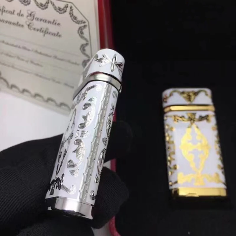 

100% new ceramic metal carving luxury lighter cigarette lighter open flame oblique fire French brand collection male gift