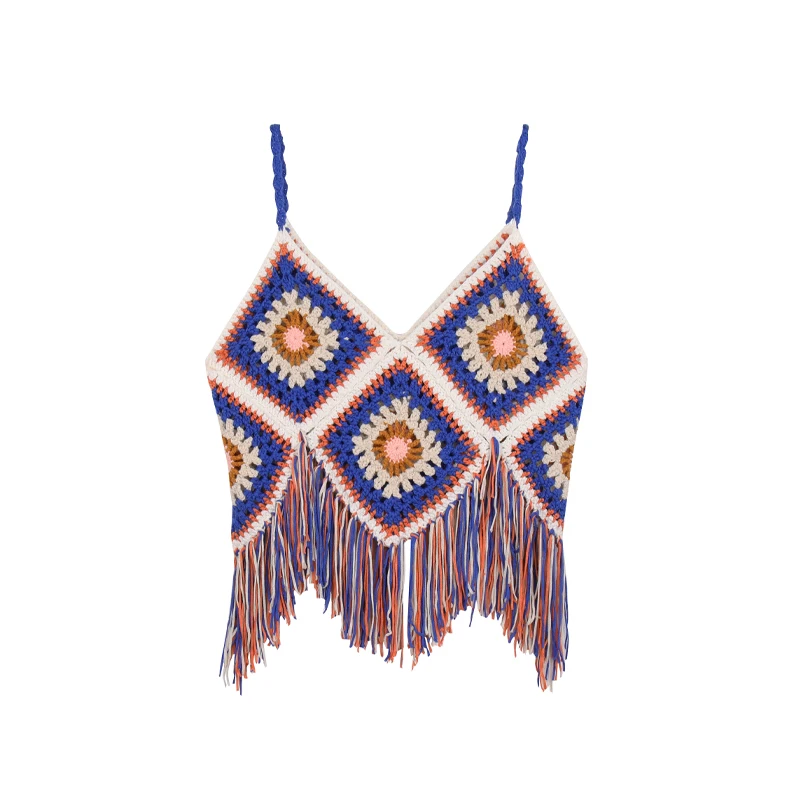 Тайланд летние праздничные модные пляжные топы Женская майка ручной вязки