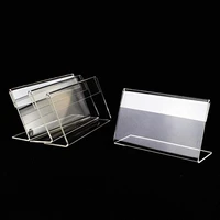 106pcs plastic desk sign label frame acrylic l shaped display business card holders transparent stand price tag display rack