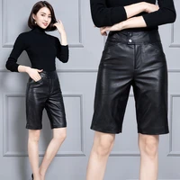 meshare women new real genuine sheep leather shorts 20ks61