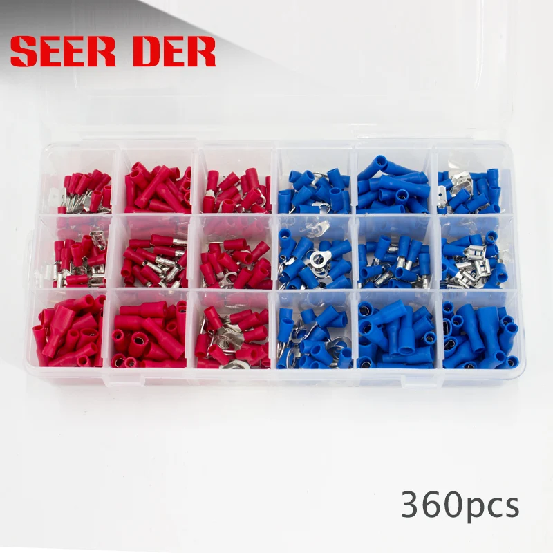 360 шт. изолированные обжимные клеммы электрические с вилкой/цилиндрической