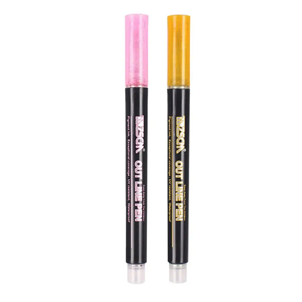 

12 pens/set Smooth Handwriting Pen Double Line Pen Graffiti Draw Mark Pen Creative Dream Key Flash R3L9