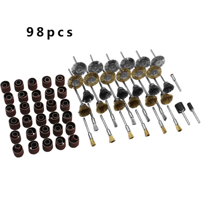 

98Pcs Grinding And Polishing Tool Set, Wire Brush Cleaning And Rust Removal Electric Accessories