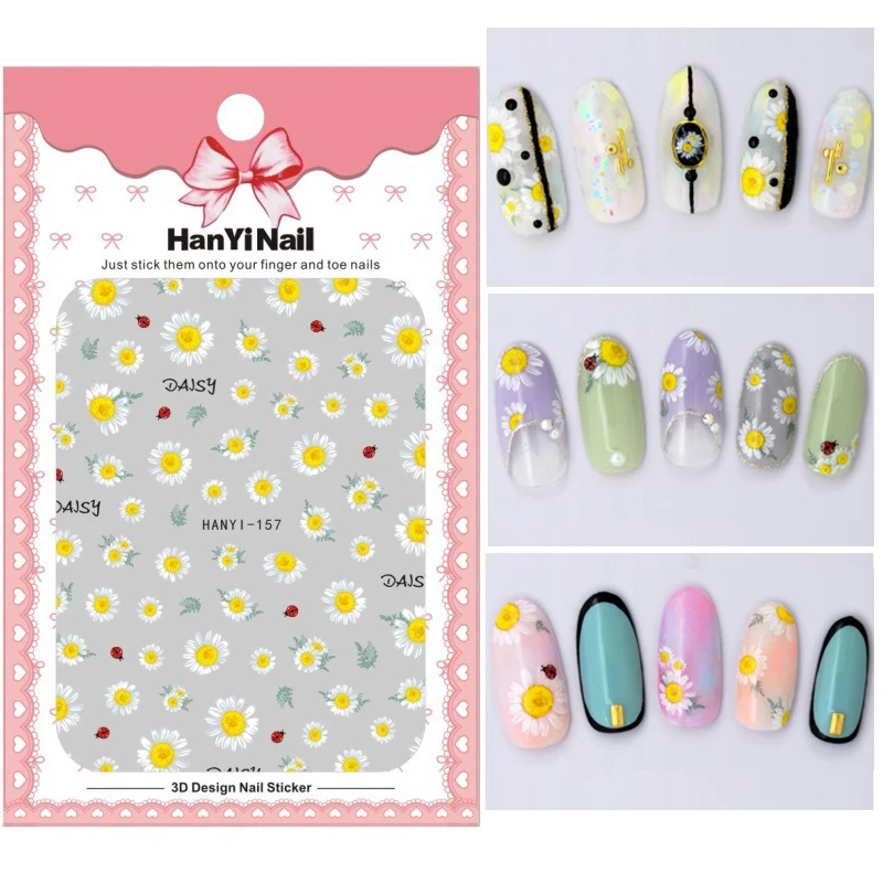 Nails Art Manicure Stickers Decorations Nail Design Rose Sunflower Peach Flowers Japanese Sakura Decals | Красота и здоровье