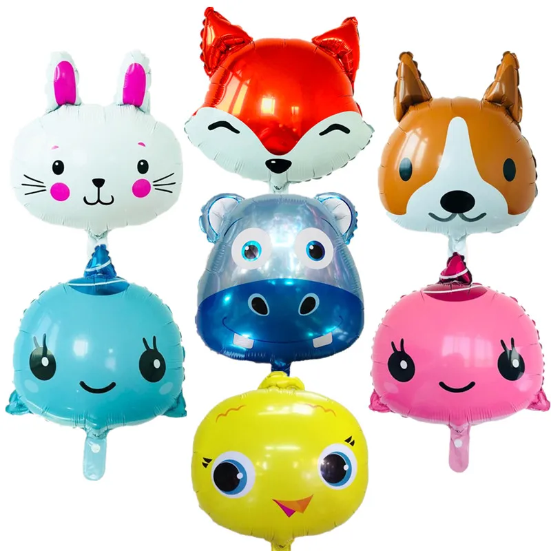 Милый 18 дюймовый мультяшный воздушный шар с головой животных лиса дельфин кролик