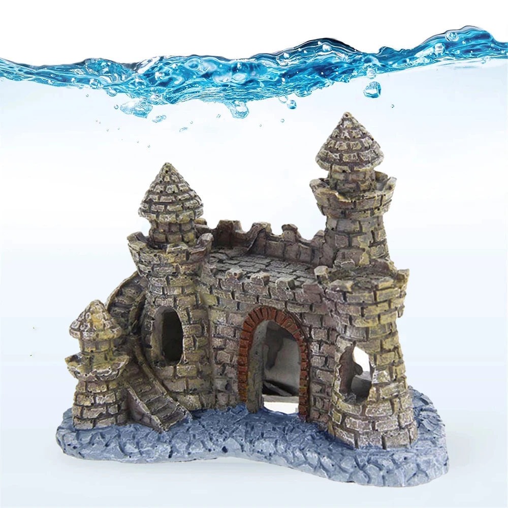 

Аквариумный полимерный замок, украшение, аквариумный ландшафт, укрытие, каменная пещера, скрытый дом, аквариумные аксессуары для рыбок, кре...