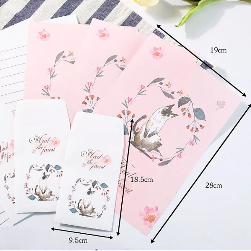 

free shipping 8packs Cute animal bunny penguin envelope writing paper letter set Floral Envelopes Stationery