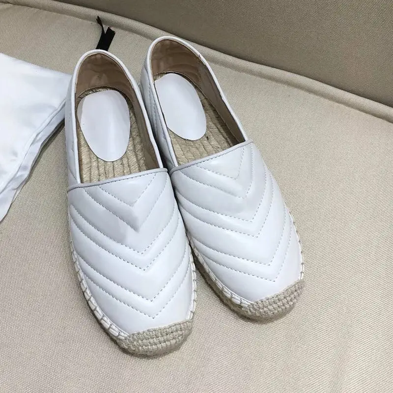 

Ladies fashion flats shoes toe Espadrilles flat toe summer Shoes fashion Quilted Genuine Leather Loafers ladies designer shoes