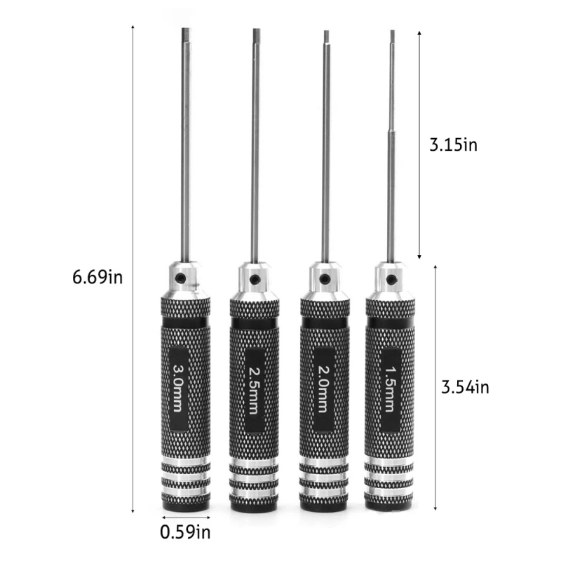 

4PCS Set Hex ScrewDriver High Quality Hexagon Head Screw Driver Tool Set Kit 1.5mm 2.0mm 2.5mm 3.0mm For RC Helicopter Car Tools