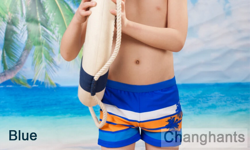 Плавки для мальчика синий с рисунком кокосовой пальмы детей от 6 до 8 лет Цельный