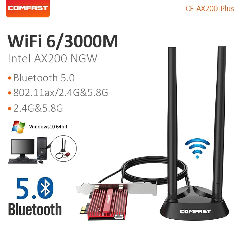 

5374Mbps WiFi6E Intel AX210 Bluetooth 5.2 Wirless Adapter Dual Band WiFi Card 802.11AX PCI E Wireless Network Card Adapter PC