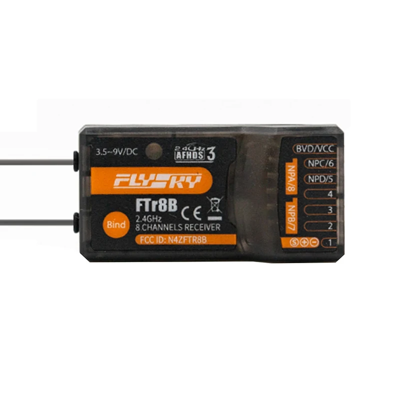 

Приемник FLYSKY FTr8B AFHDS3, 2,4 ГГц, 8 каналов, PWM/PPM/i.BUS Out/S.BUS, для вертолета PL18, NB4, NB4 Lite