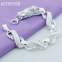 agteffer new 2021 trendy 925 sterling silver white chinese dragon chain bracelets for men fashion jewelry pulseira male