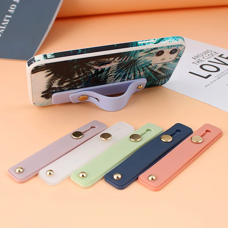 Candy Color Finger Ring Holder Silicon Phone Hand Band Holder Wristband Strap Push Pull Grip Stand Bracket Wholesale for Iphone