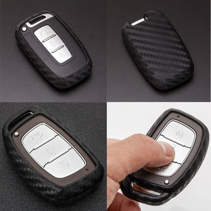 Чехол для автомобильного ключа с узором из углеродного волокна Hyundai IX25 IX35 Elantra Sonata