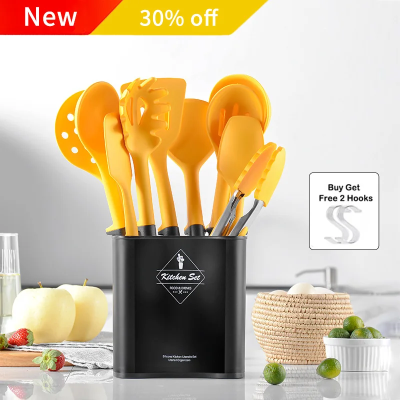 

11PCS Food Grade Silicone Kitchenware Set Heat Resistant Cookware Spatula Shovel Kitchen Accessories Baking Tools With Storage