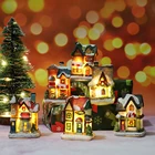 Рождественский Санта-Клаус, снежный дом, светящийся светодиодный светильник, фигурки деревьев на Рождество, новогодние подарки для детей, праздничные товары