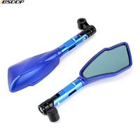 1 pair motorcycle mirror 8mm 10mm universal cnc aluminum rear view mirrors blue glass side mirror for bmw r1200r r1200gs f800gs
