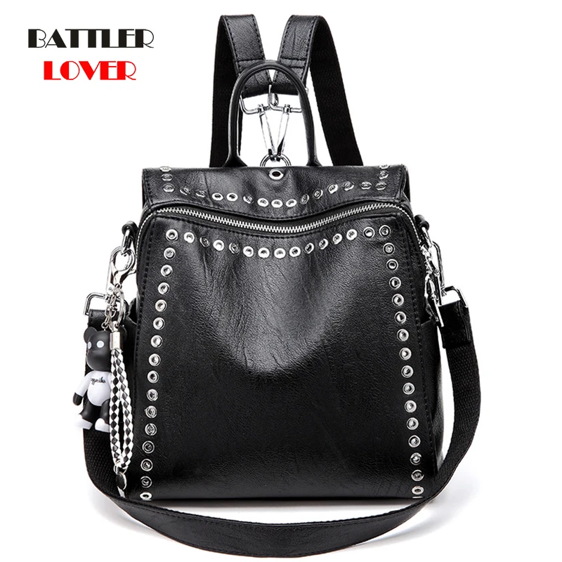 

Women Punk Biker Backpacks Classic Retro Style Handbags For Female Big Capacity Messenger Purses Lady High Quality Shoulder Bags