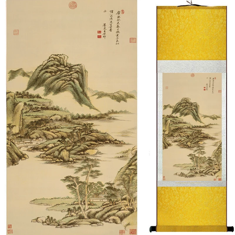 

Mountain and River painting Chinese scroll painting landscape art painting Chinese traditional painting 18101902