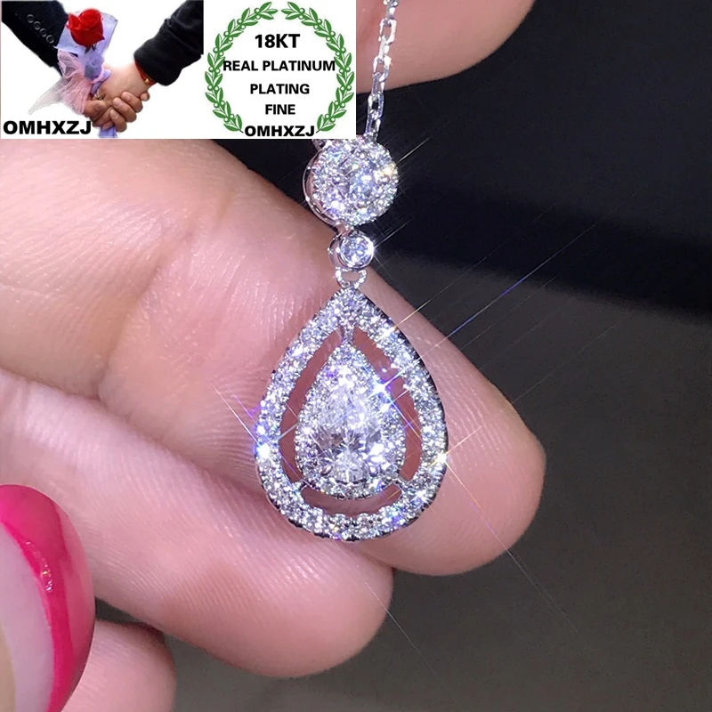 

OMHXZJ оптовая продажа CA417 Европейская мода для женщин и девочек вечерние подарок на день рождения и свадьбу Капля воды циркон 18KT подвеска из б...