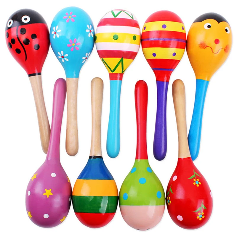 

Large Size Wood Maracas Hammer Music Instuments Montessori Educational Toys For Baby Kids Children 1 2 3 Year Old