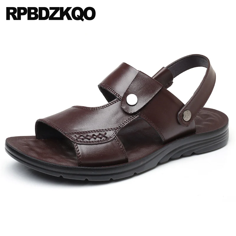 

Water Waterproof Shoes Outdoor Slides Native Size 46 Men Sandals Leather Summer Brown Slippers Large Strap Black Plus 47 Beach