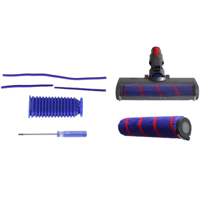 

2 Set Vacuum Cleaner Parts: 1 Set Electric Floor Brush Head Fluffy Soft Roller Head & 1 Set Soft Roller Head Pile Strip