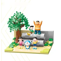 2021 new doraemoned building blocks diy nobita time machine tv cement pipe vacancy model bricks toys for kids christmas gift