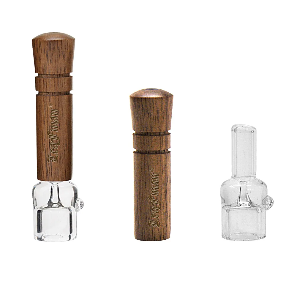

1Pcs Wood Glass Pipe One Hitter Dugout Smoking Pipe Portable Thick Glass Tobacco Pipe Handmade Cigarette Holder Weed Accessories
