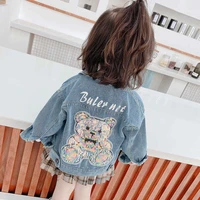 bear sequins denim coat blue jean jacket korean baby girl kids clothes jackets for teens girls clothing childrens outwear