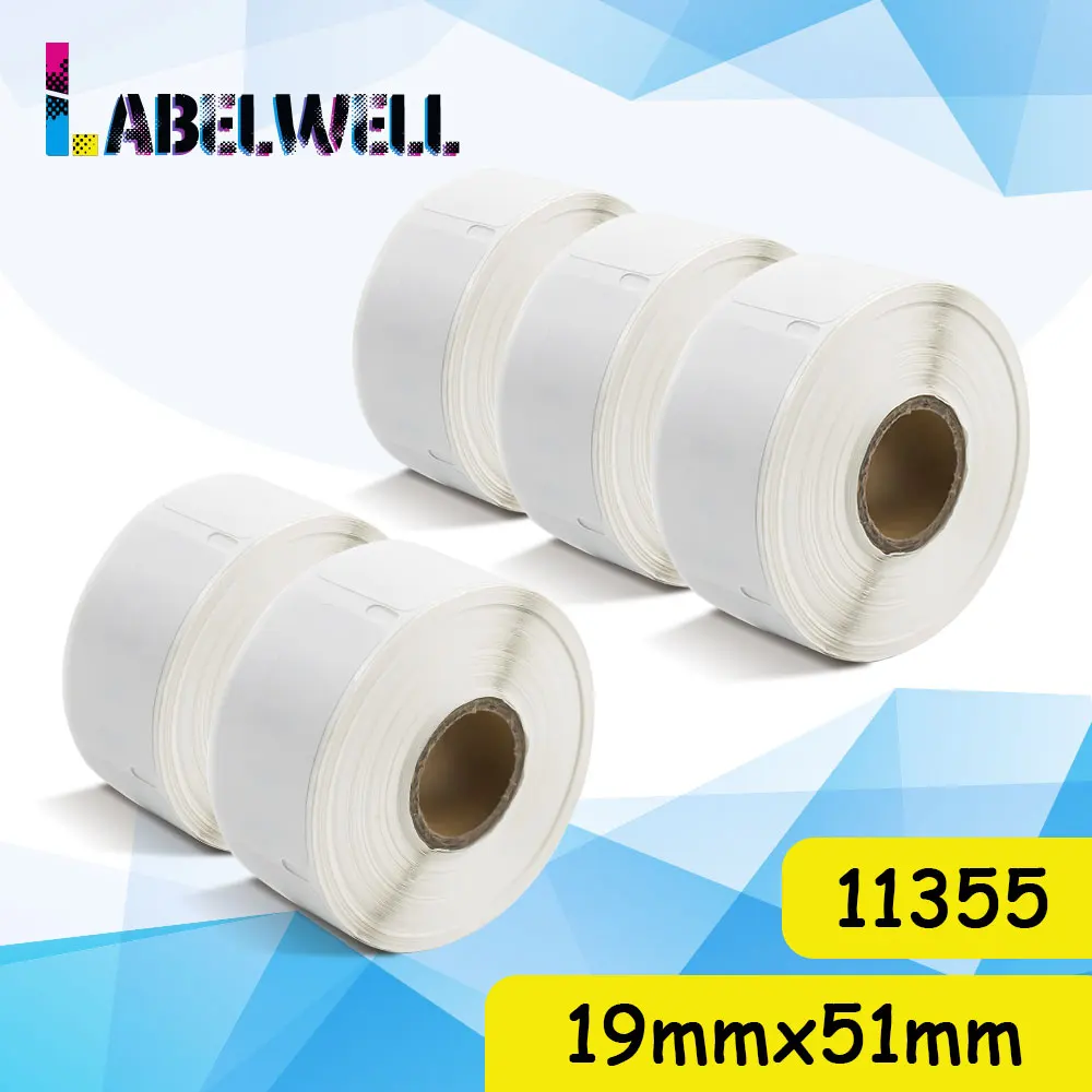 Labelwell 6 рулонов 11355 этикеток 19 мм * 51 2500 шт. этикетки совместимые с DYMO LabelWriter 450 Twin