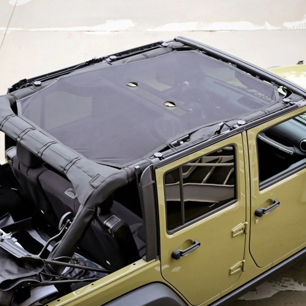 Mesh Sunshade Fit for Jeep 2007- Jeep Wrangler JK JKU Jeep JK Front Shade Plain Protection Heat Shield Windshield Visor