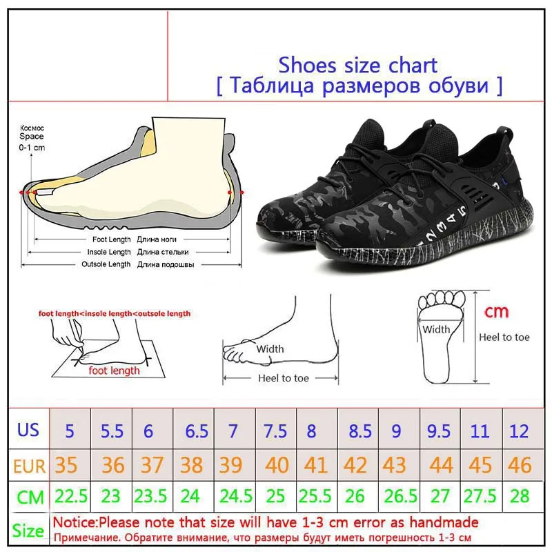 

Men's Steel Work Shoes Camouflage Anti Smashing Anti Piercing Work Boots Men's Safety Shoes Lightweight and Breathable Wholesale