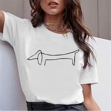 Dachshund Pug Teckel Funny T Shirt Women Harajuku Cute dog T-shirt Pit Bull Tshirt Top Female