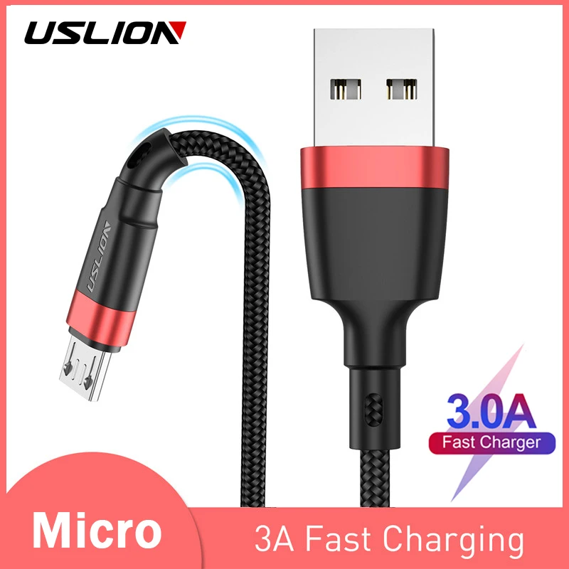 

USLION 2m Micro USB Cable 3A Fast Charger For Xiaomi Redmi 4X Note 5a Fast Charger Microusb Data Cable For Samsung S7 Edge J7